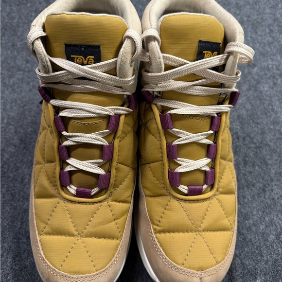Teva Tan and Yellow Quilted High-Top Sneakers - Picture 4 of 7
